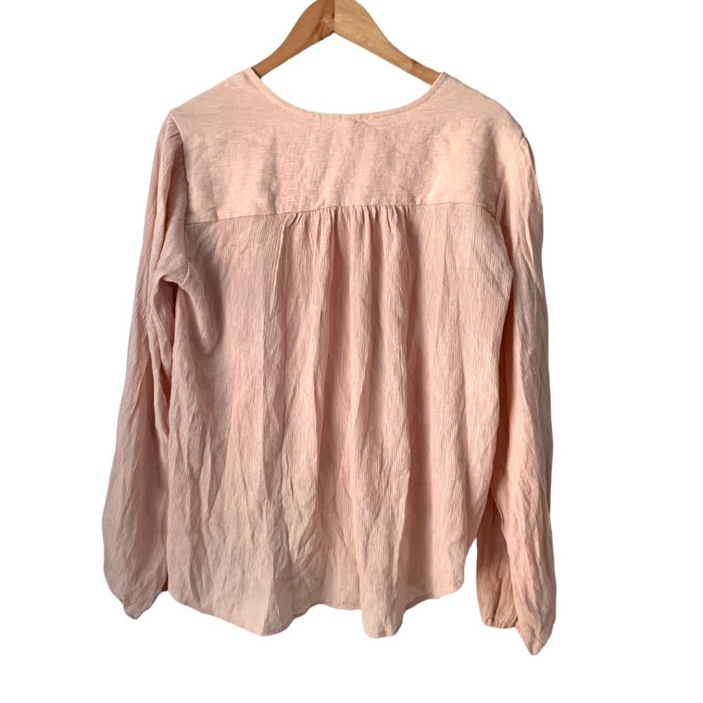 Free People Check on It Pink Nectar Pleated Wrap Top Medium - Picture 5 of 7